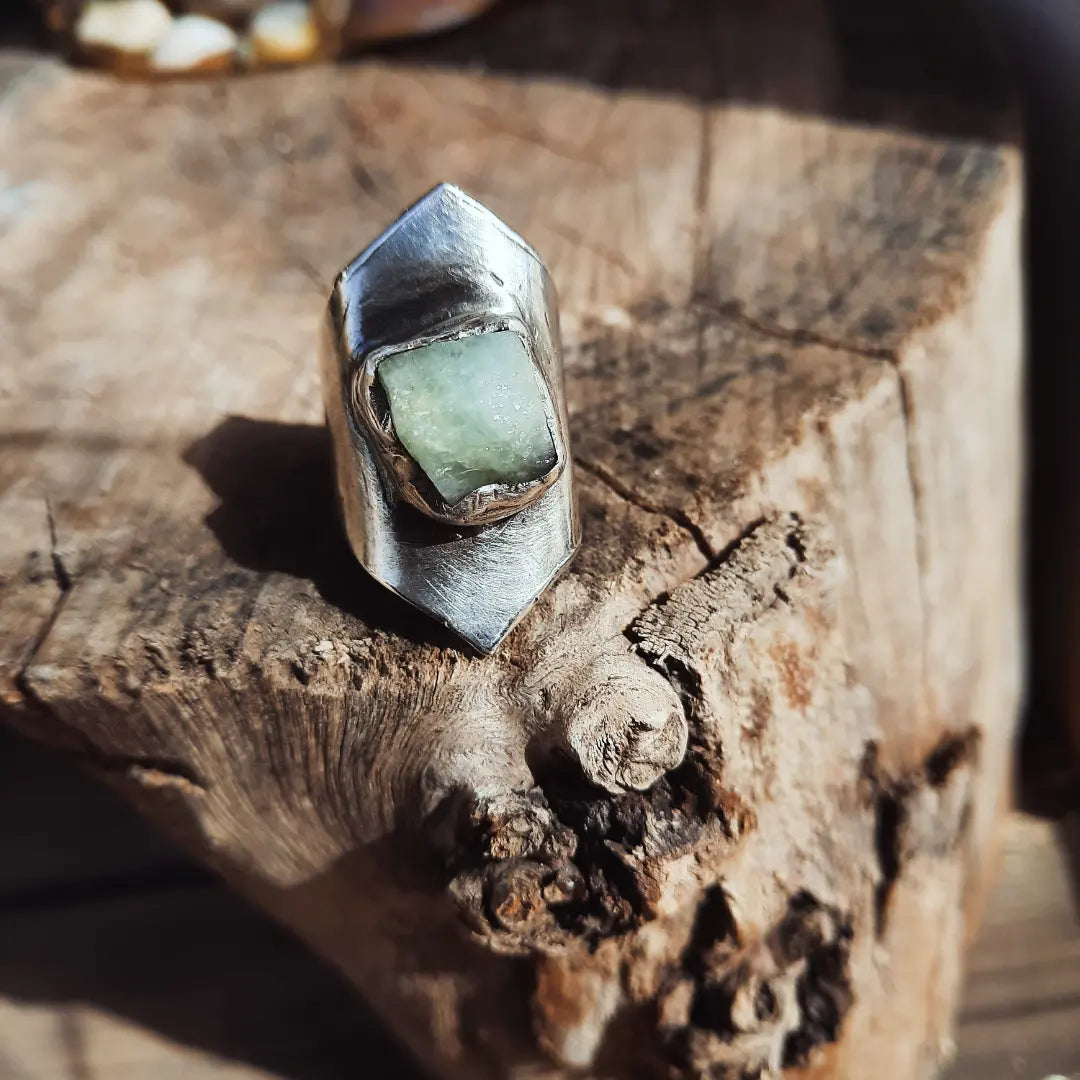 1/1 N.6 KLEO RING Heavy Aquamarine Rew Gems - Pyāra Designs