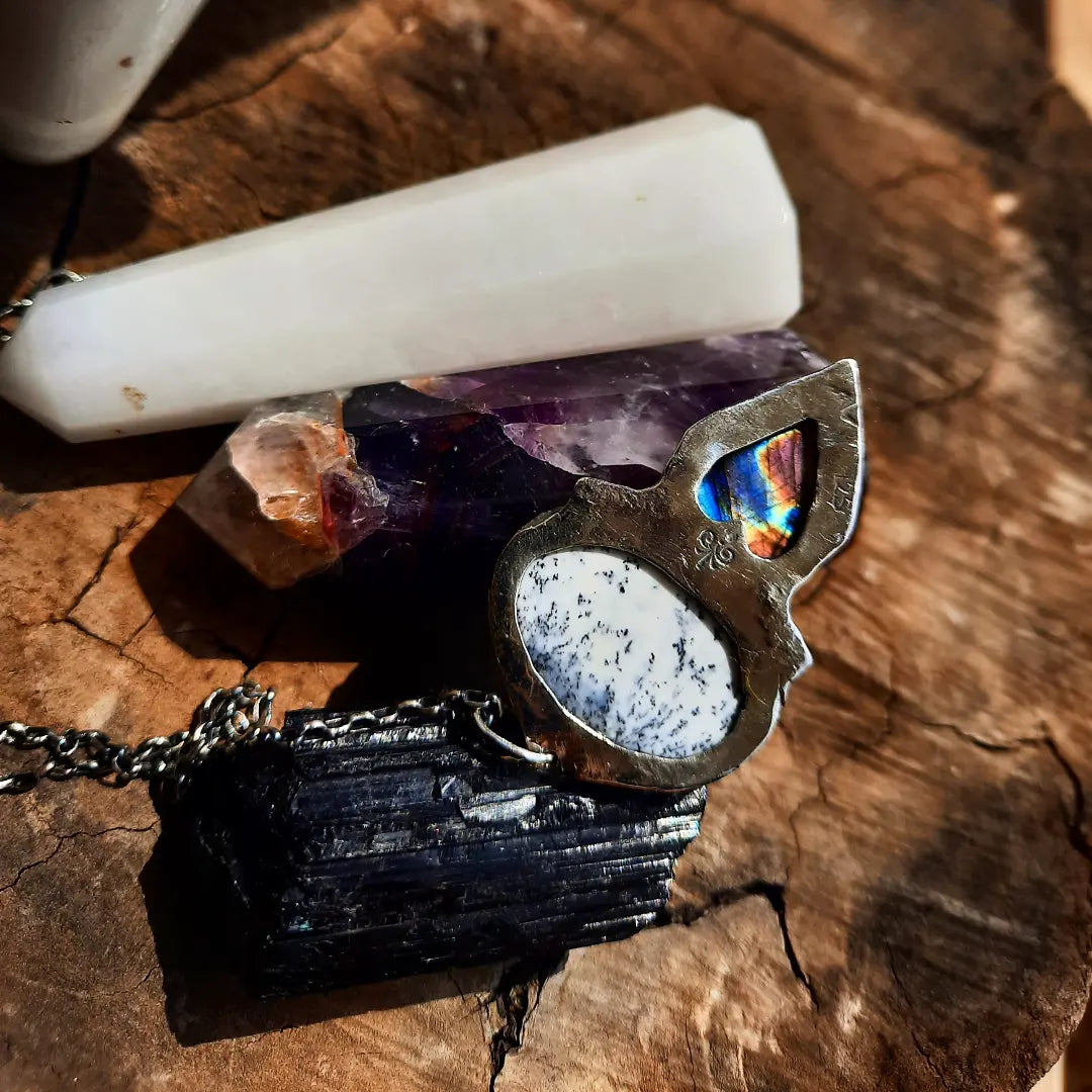 Agat Denderite & Purple Rainbow Labradorite Necklace - Pyāra Designs
