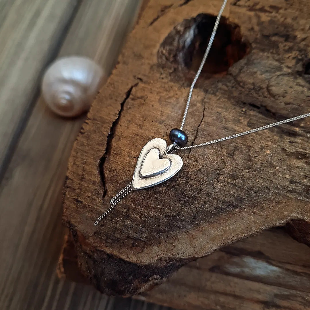 The Heart of Pearl Silver Choker - Pyāra Designs