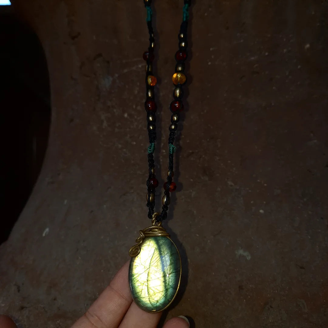 The Lotus Labradorite Amber's Mala - Pyāra Designs