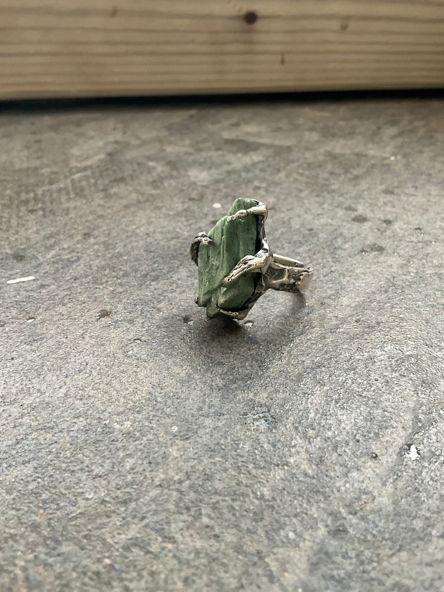 N.6 Green Heulandite Massive Heavy Ring - Pyāra Designs
