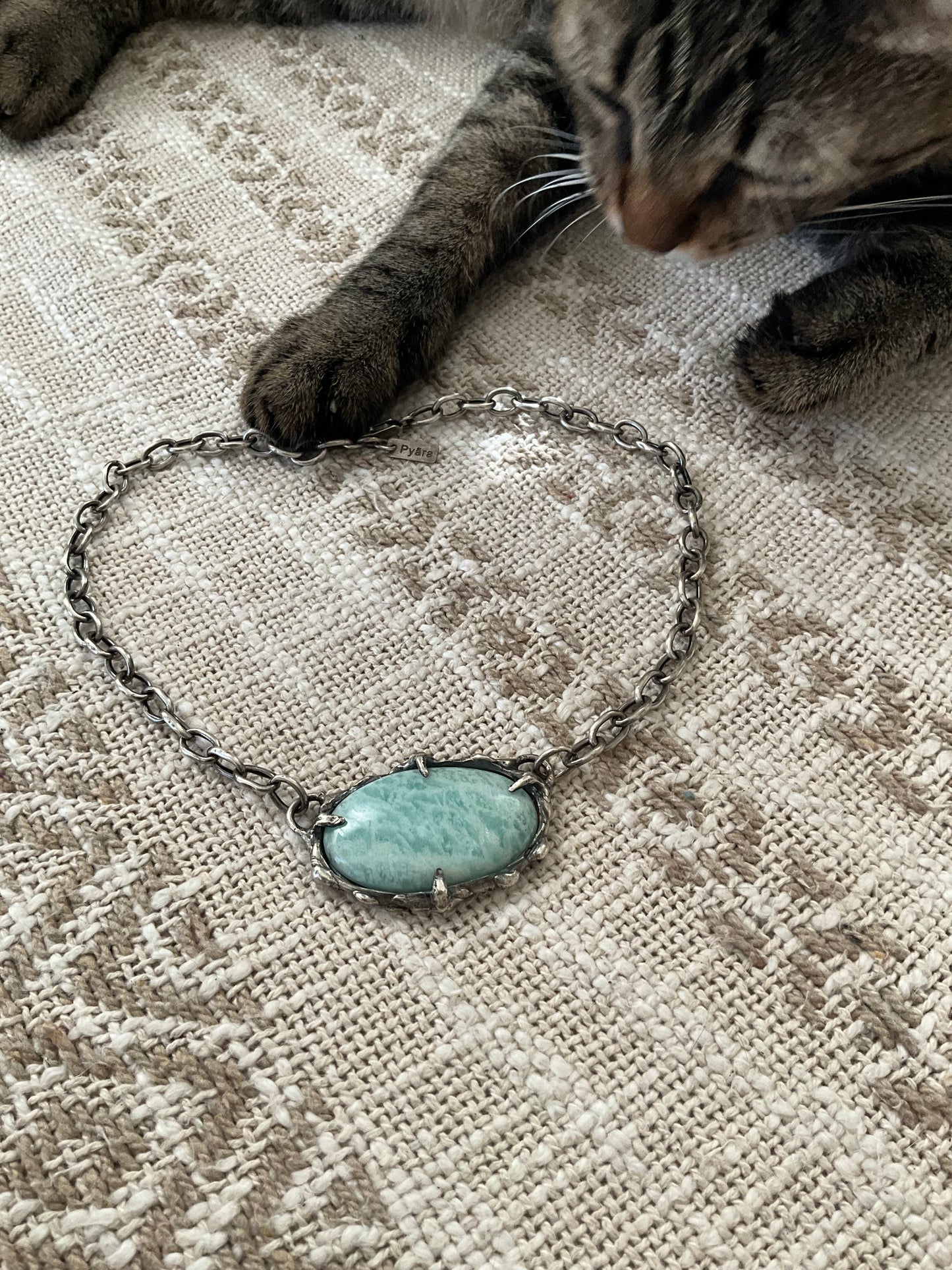 N.18 Ocean Amazonite Massive Sterling Silver Chain