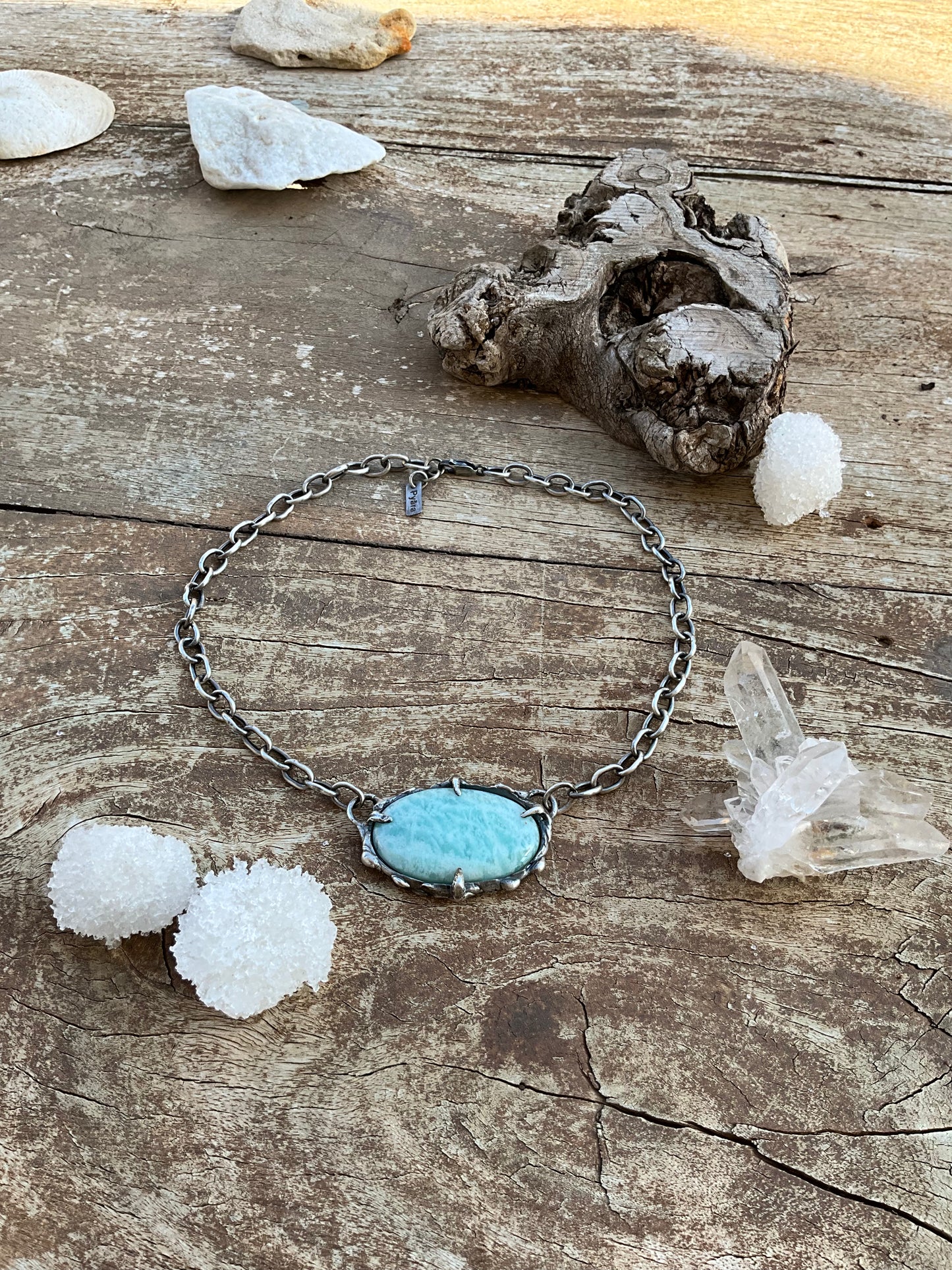 N.18 Ocean Amazonite Massive Sterling Silver Chain