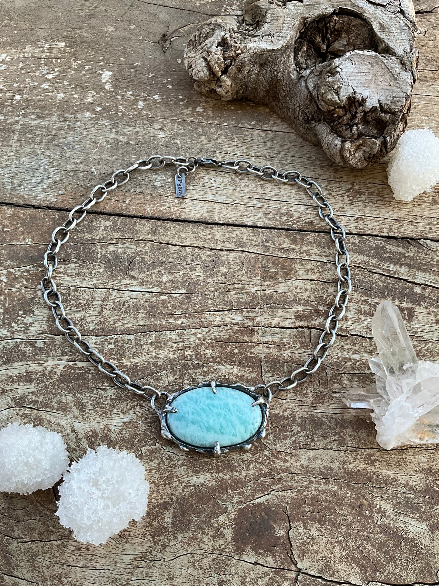 N.18 Ocean Amazonite Massive Sterling Silver Chain