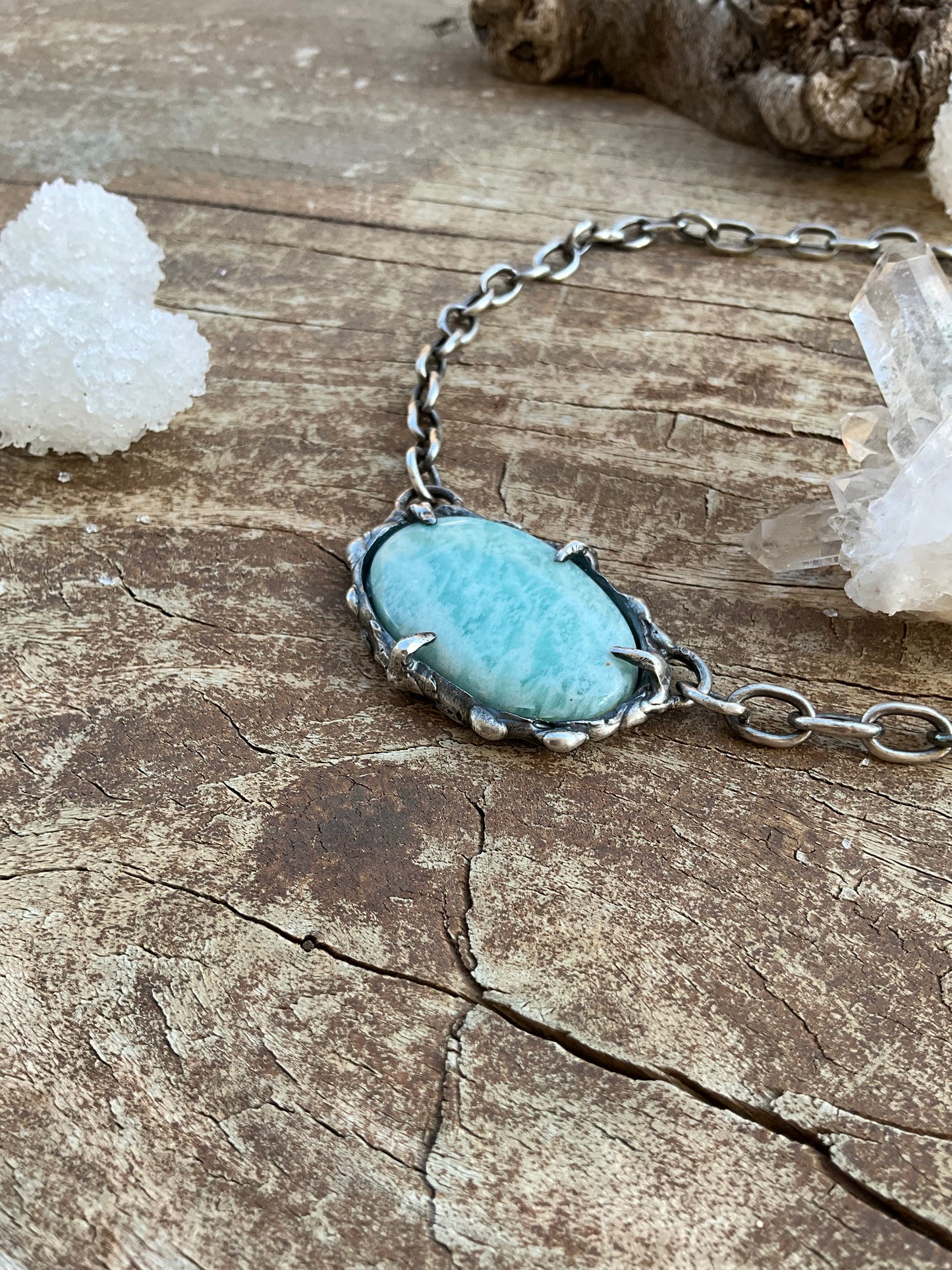 N.18 Ocean Amazonite Massive Sterling Silver Chain