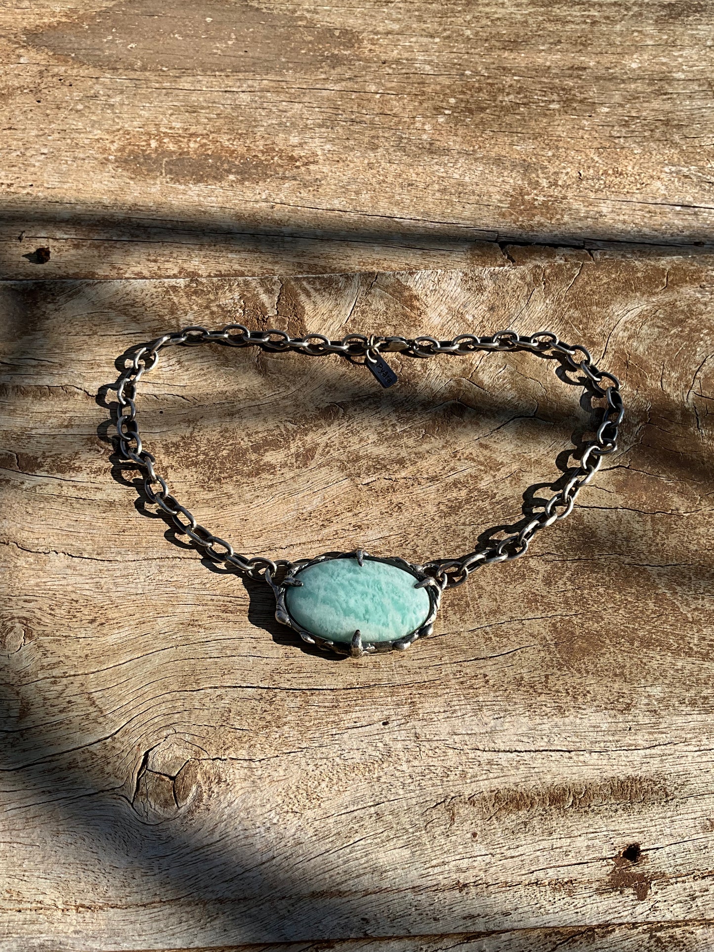 N.18 Ocean Amazonite Massive Sterling Silver Chain