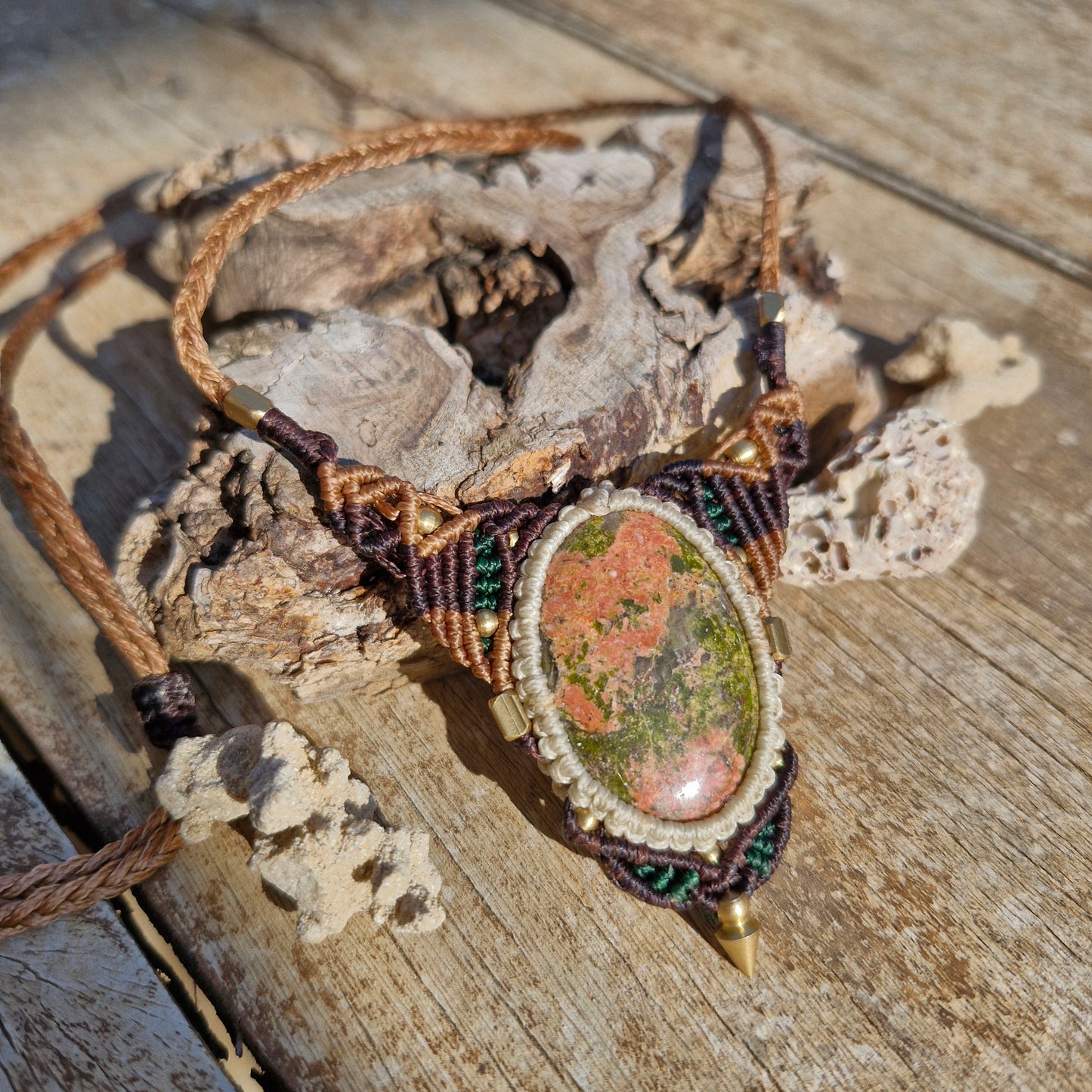 Kaynite Gemstone Unique Macrame Necklace - Pyāra Designs