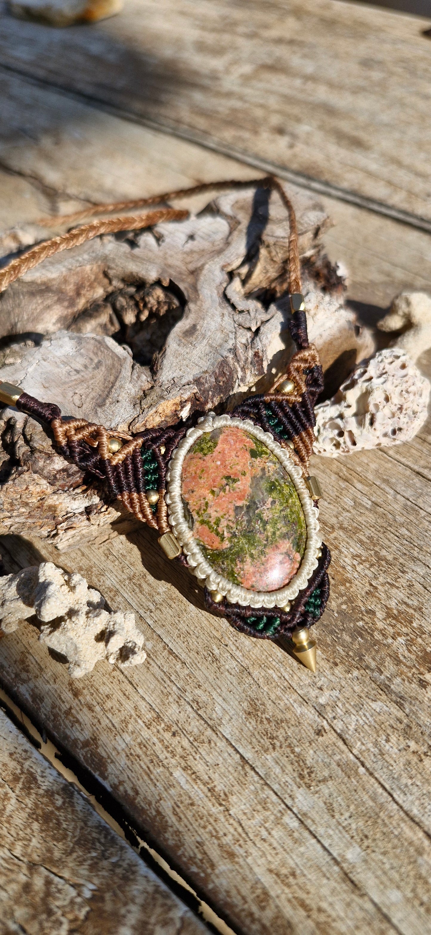 Kaynite Gemstone Unique Macrame Necklace - Pyāra Designs