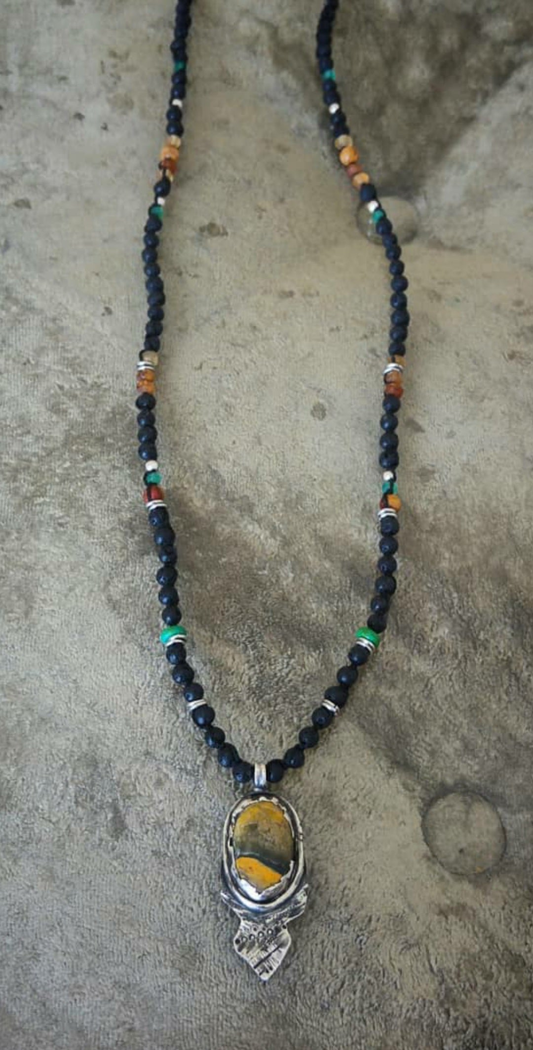 Bumblebee Jasper Sterling Gems Mala Nacklace One piece - Pyāra Designs