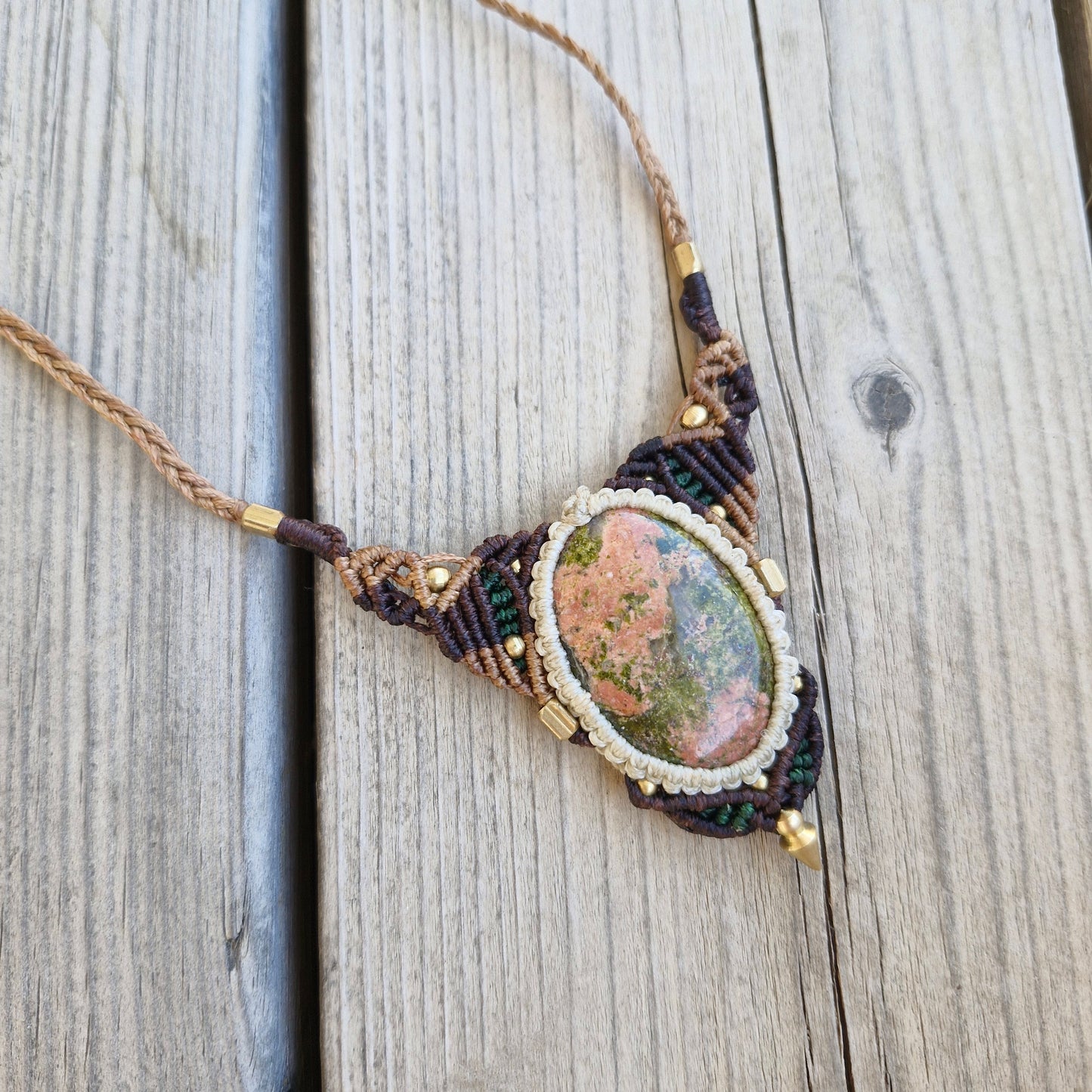 Kaynite Gemstone Unique Macrame Necklace - Pyāra Designs