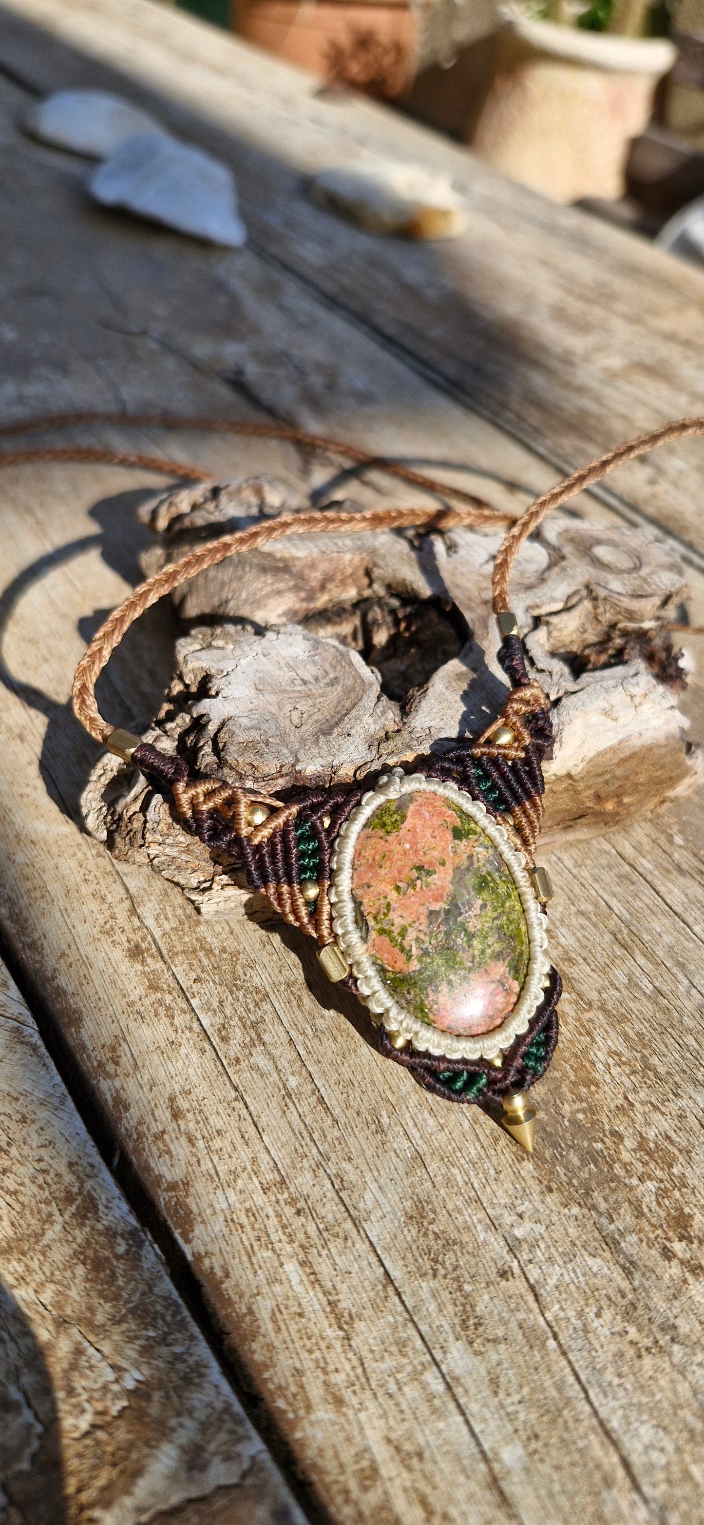 Kaynite Gemstone Unique Macrame Necklace - Pyāra Designs