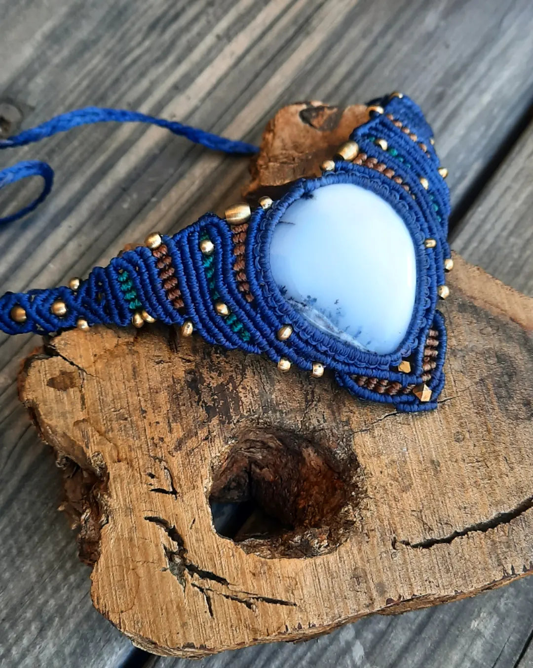 'Jinni Choker Micro Macrame Massive Denderite Agate Neck - Pyāra Designs