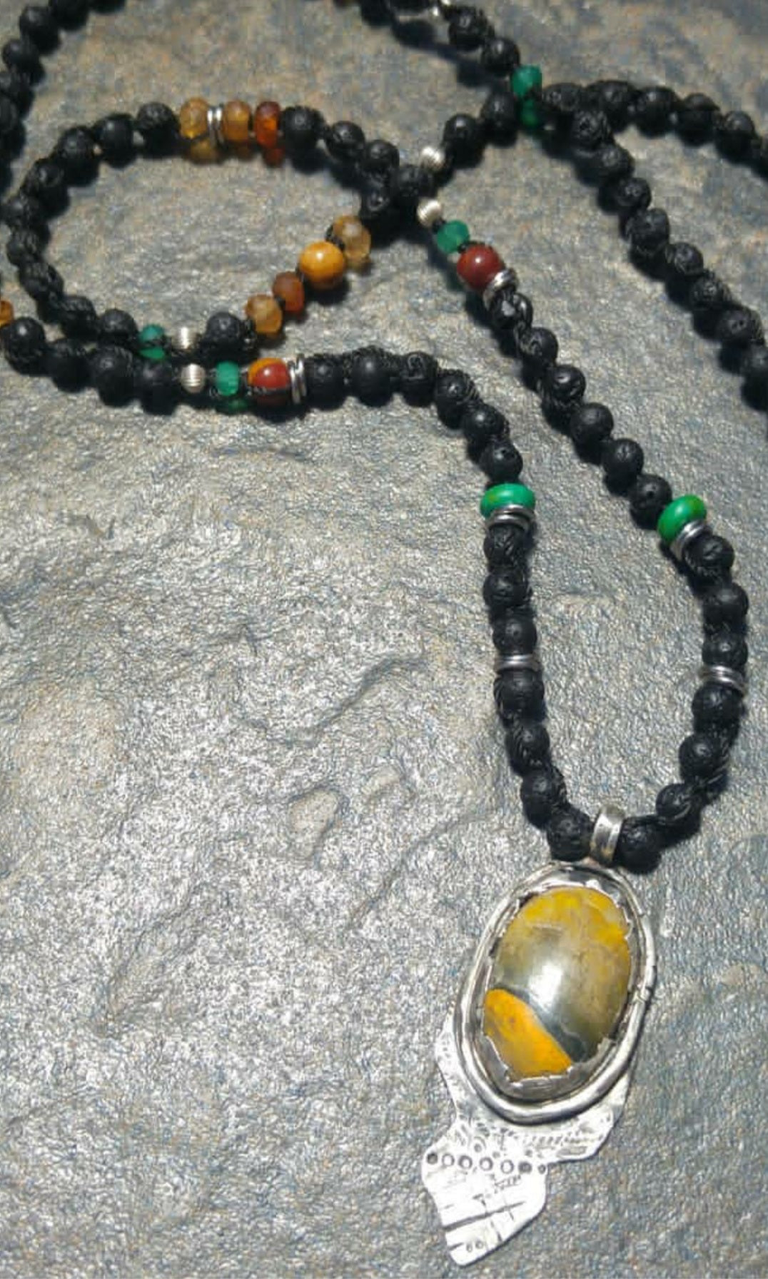 Bumblebee Jasper Sterling Gems Mala Nacklace One piece - Pyāra Designs