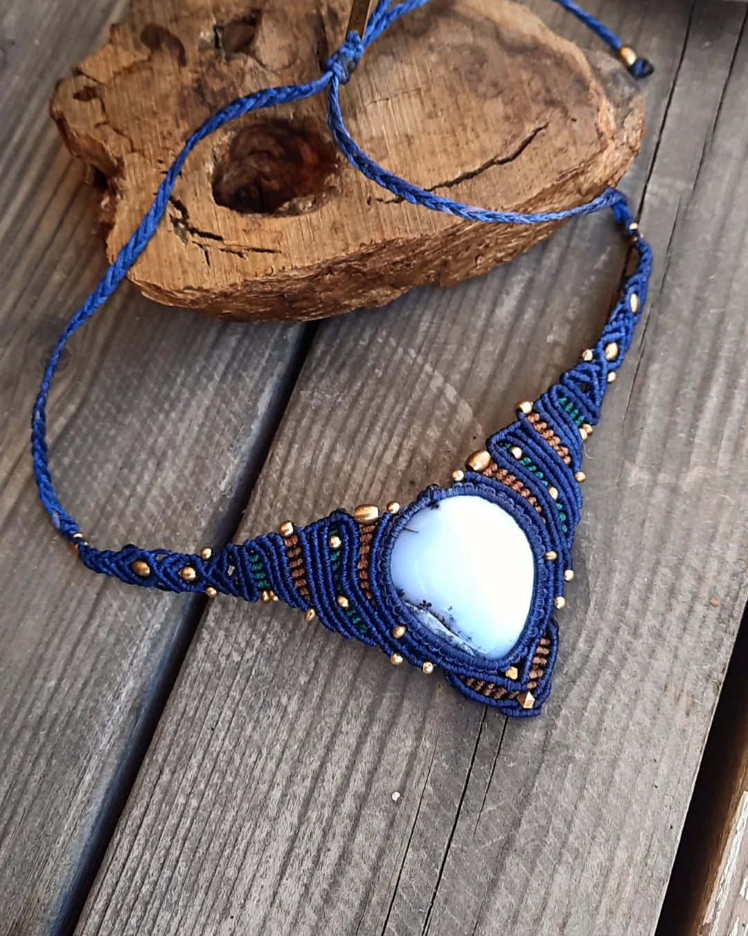 'Jinni Choker Micro Macrame Massive Denderite Agate Neck - Pyāra Designs