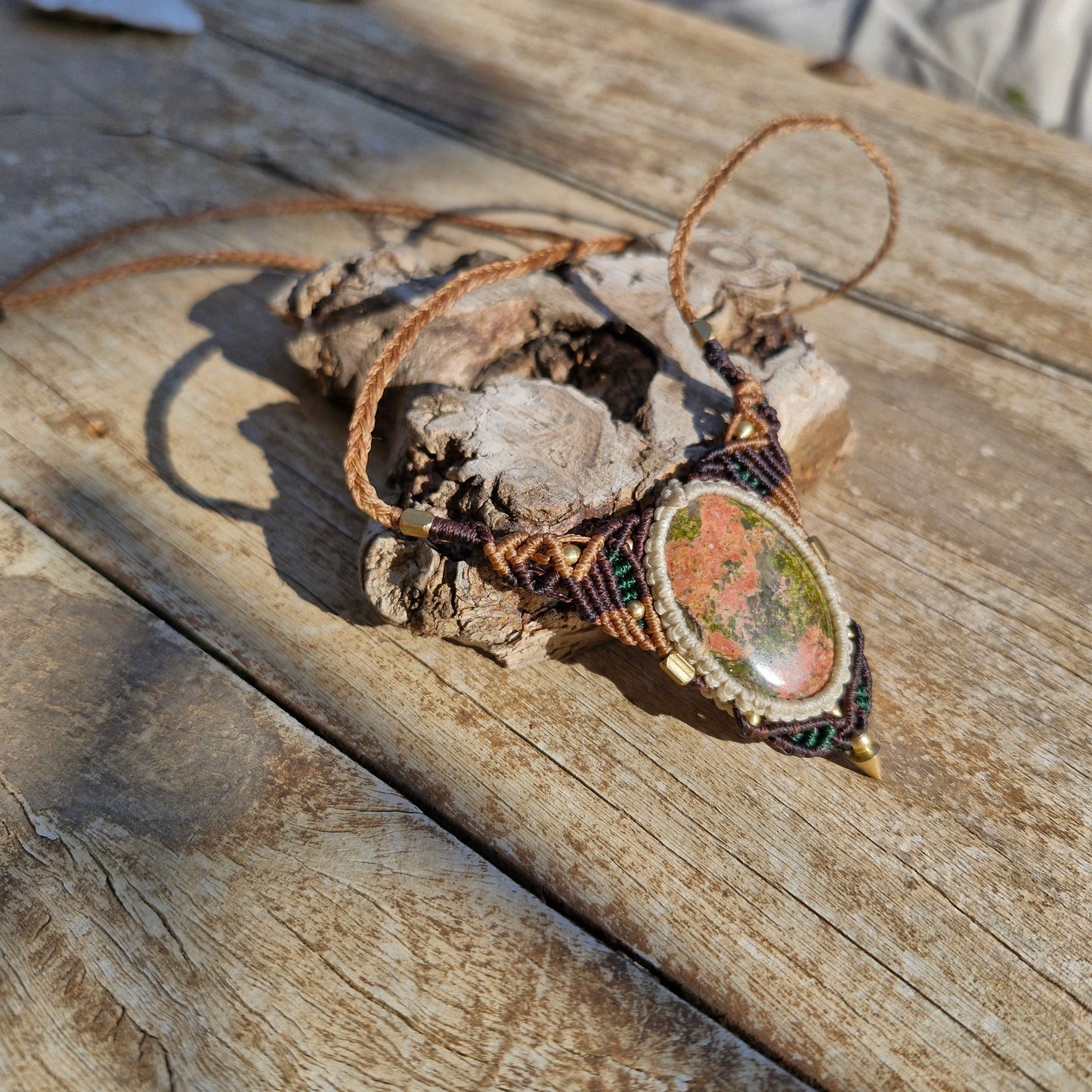 Kaynite Gemstone Unique Macrame Necklace - Pyāra Designs