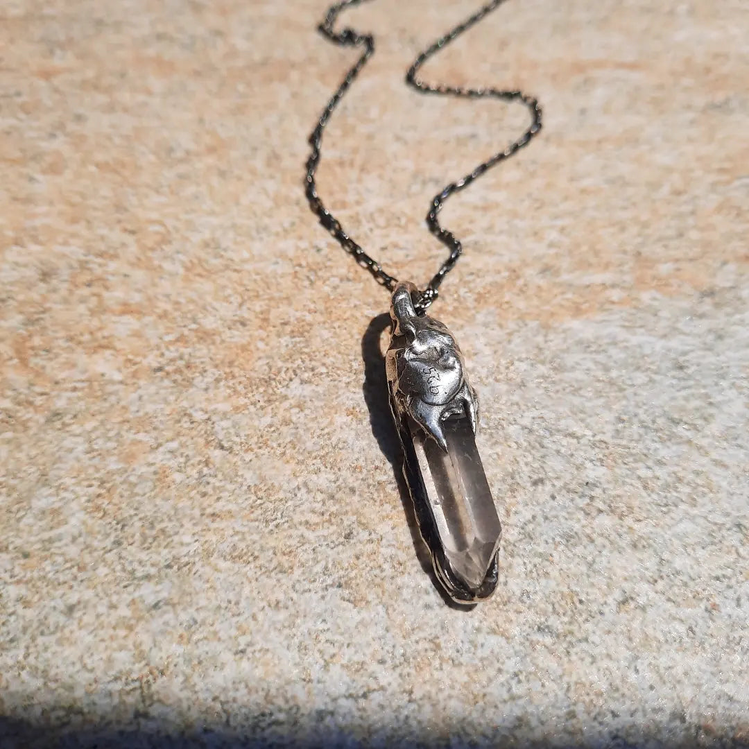 N.13 Quartz Crystal & Red Garnet One of a kind Pendant - Pyāra Designs