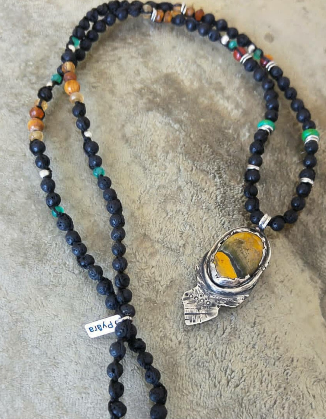 Bumblebee Jasper Sterling Gems Mala Nacklace One piece - Pyāra Designs