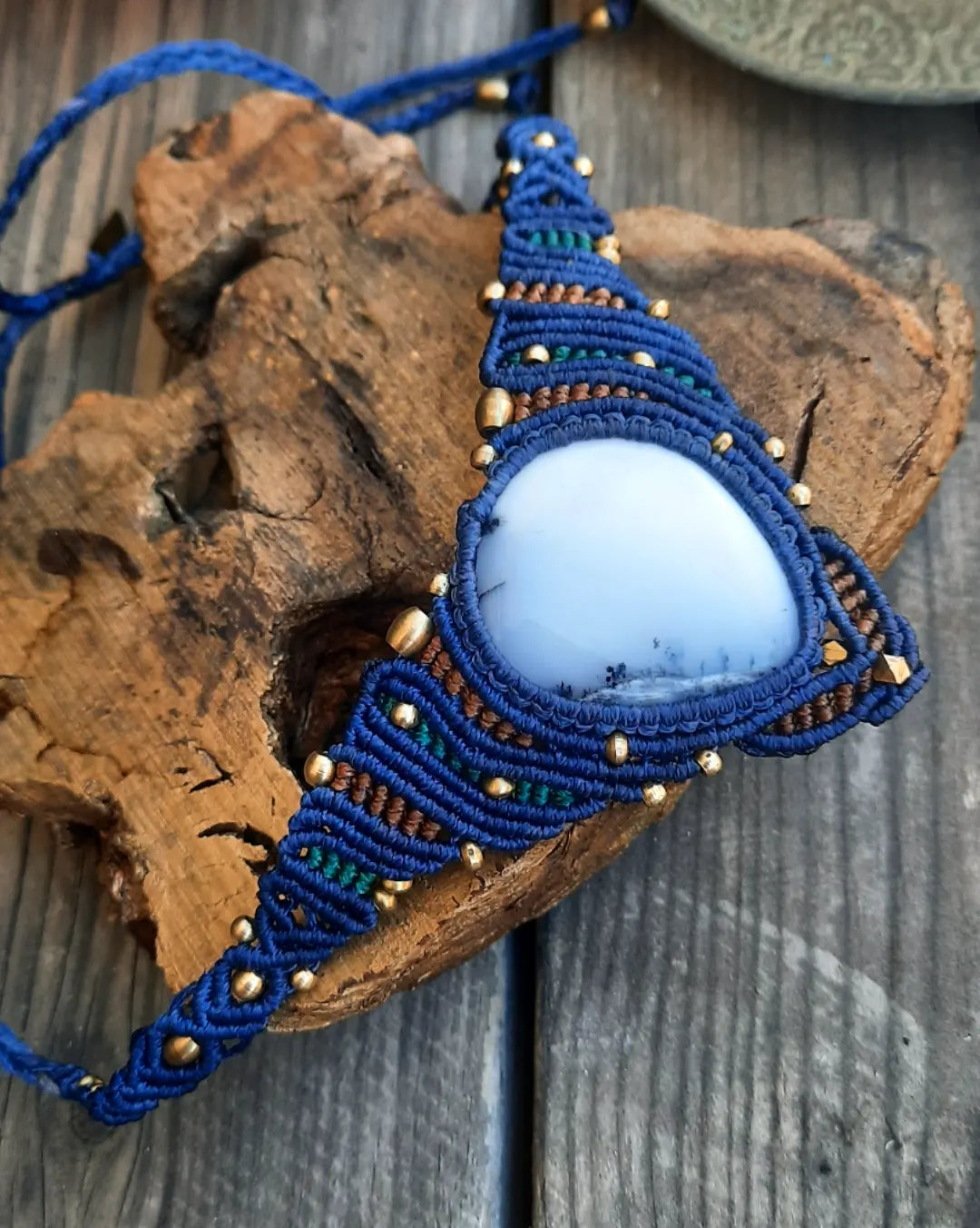'Jinni Choker Micro Macrame Massive Denderite Agate Neck - Pyāra Designs