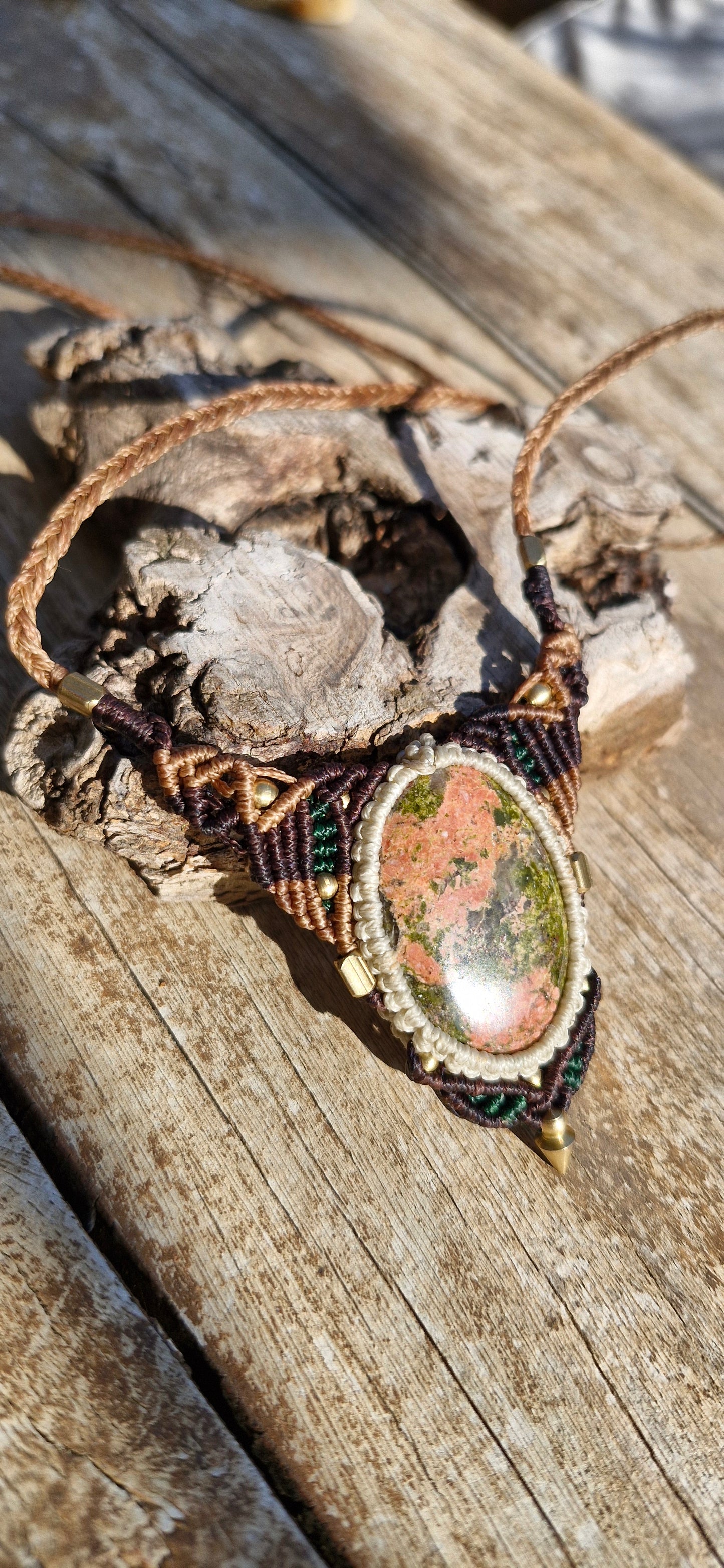 Kaynite Gemstone Unique Macrame Necklace - Pyāra Designs