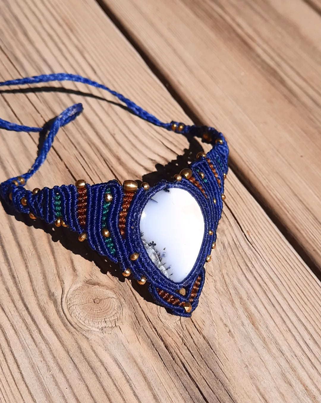 'Jinni Choker Micro Macrame Massive Denderite Agate Neck - Pyāra Designs