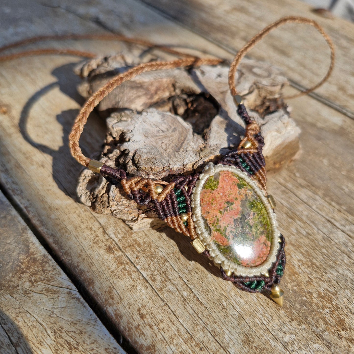 Kaynite Gemstone Unique Macrame Necklace - Pyāra Designs