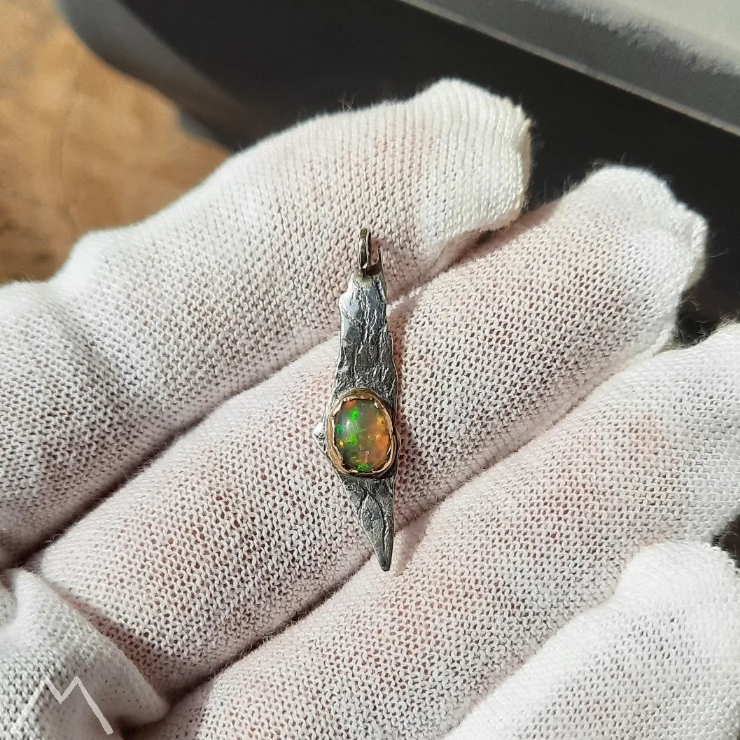1/1 Ethiopian opal 18k Gold & Sterling Israel land - Pyāra Designs