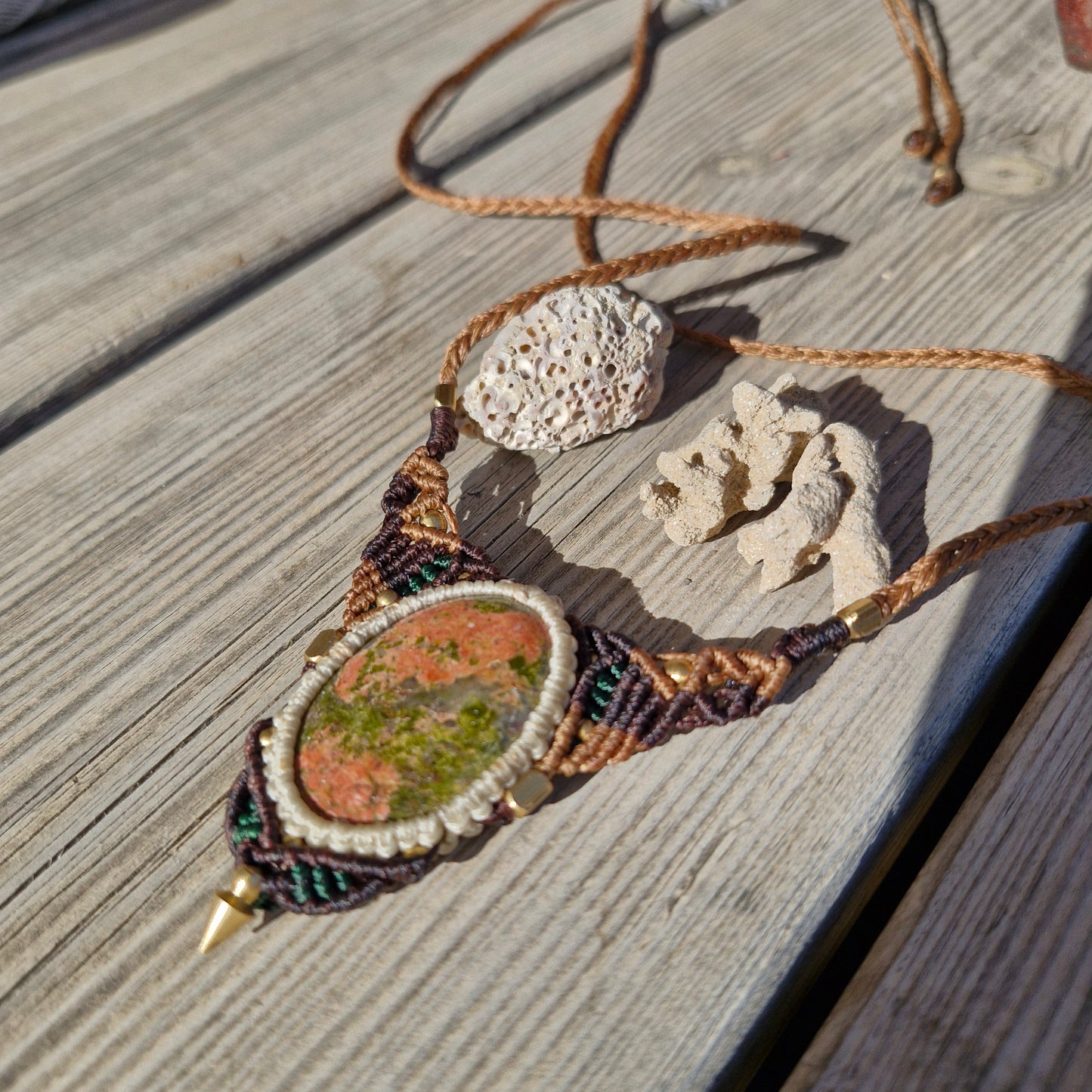 Kaynite Gemstone Unique Macrame Necklace - Pyāra Designs