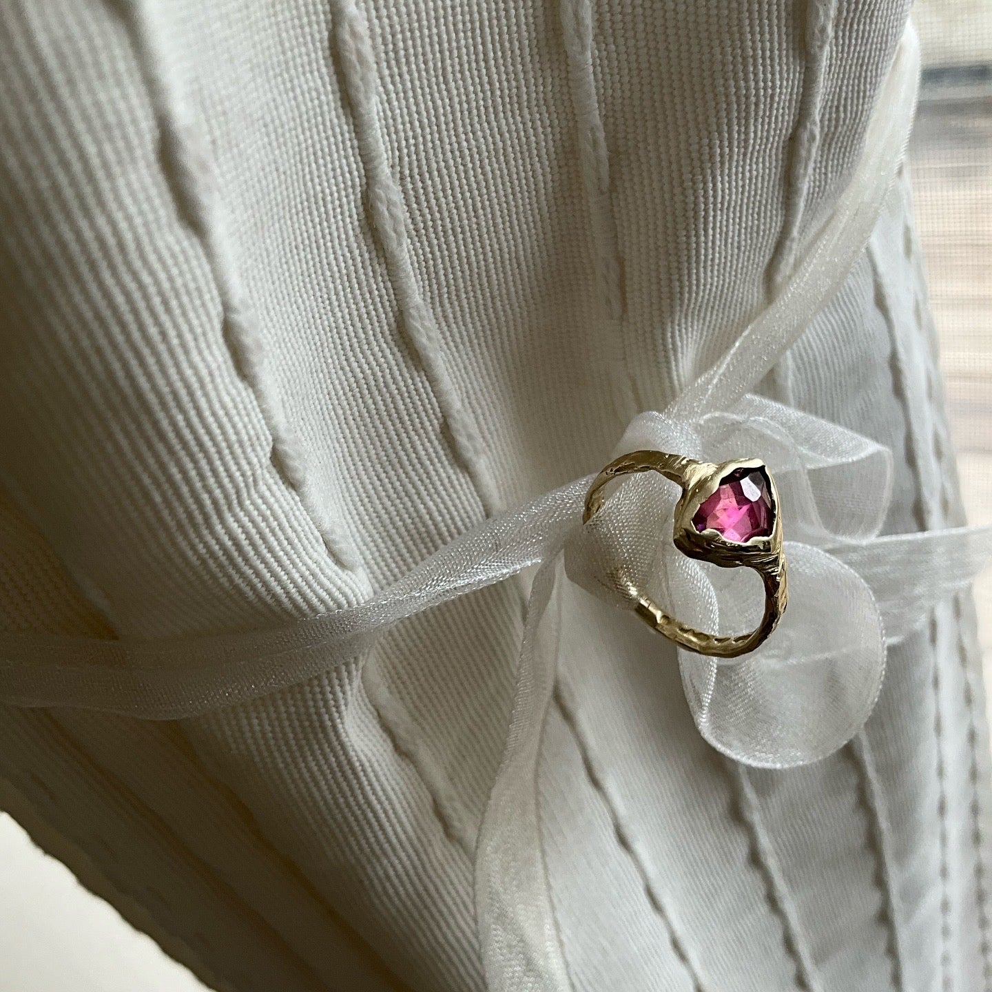 14 karat Soild Gold Pink Tourmaline Unique Classy Rink - Pyāra Designs