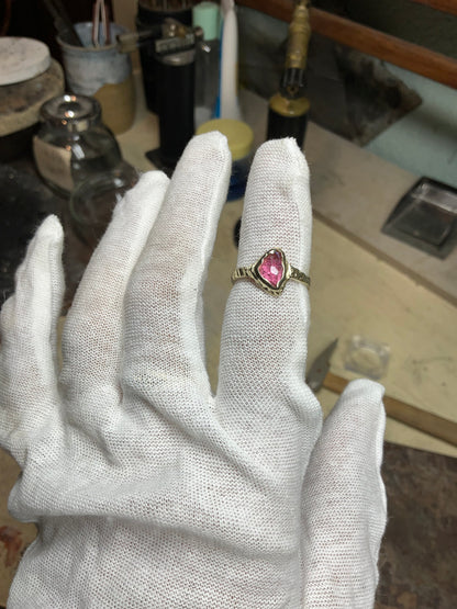14 karat Soild Gold Pink Tourmaline Unique Classy Rink - Pyāra Designs