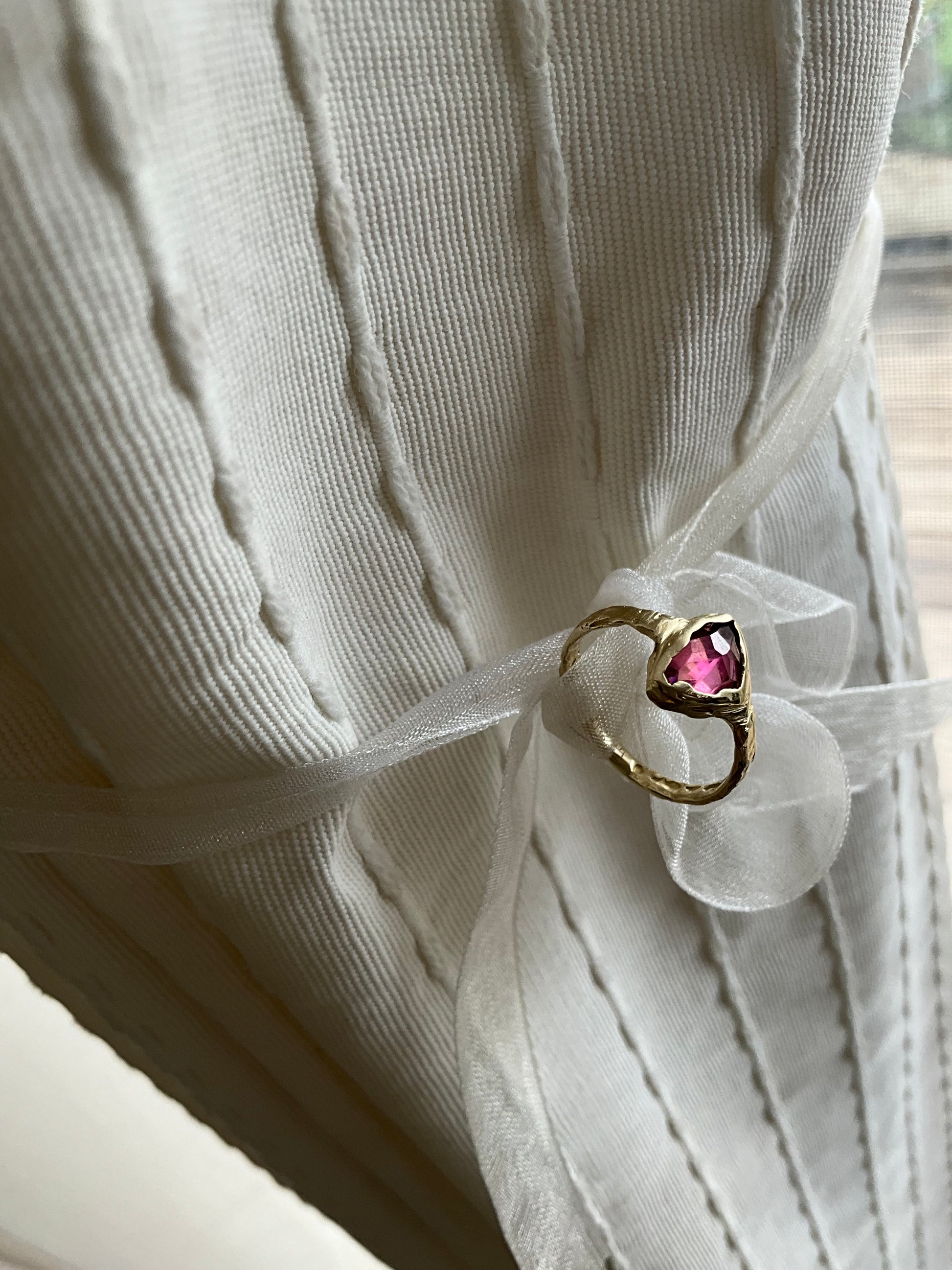 14 karat Soild Gold Pink Tourmaline Unique Classy Rink - Pyāra Designs