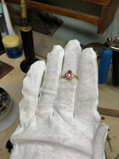 14 karat Soild Gold Pink Tourmaline Unique Classy Rink - Pyāra Designs
