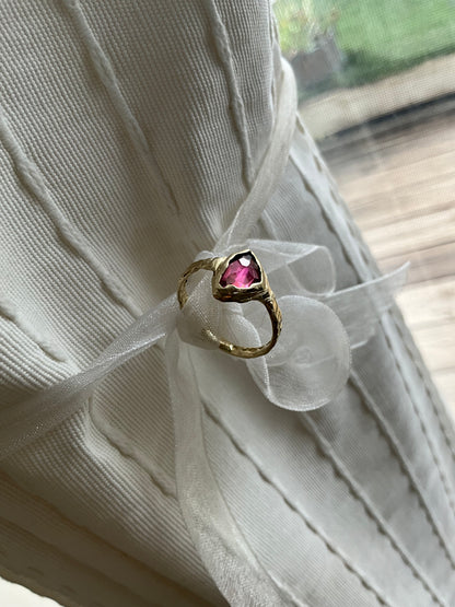 14 karat Soild Gold Pink Tourmaline Unique Classy Rink - Pyāra Designs
