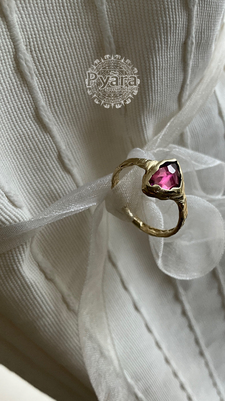 14 karat Soild Gold Pink Tourmaline Unique Classy Rink - Pyāra Designs