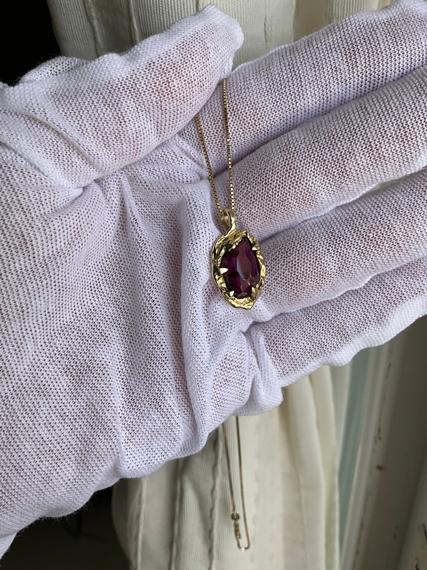 14 karat Soild Gold “Wild Earth Warrior” Rodolite Garnet Necklace