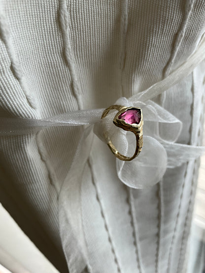 14 karat Soild Gold Pink Tourmaline Unique Classy Rink - Pyāra Designs