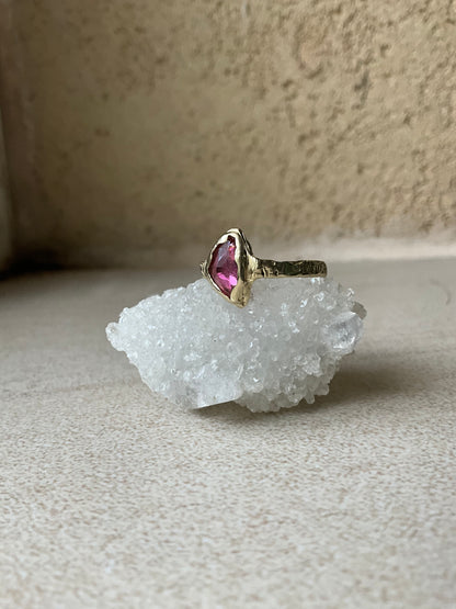 14 karat Soild Gold Pink Tourmaline Unique Classy Rink - Pyāra Designs