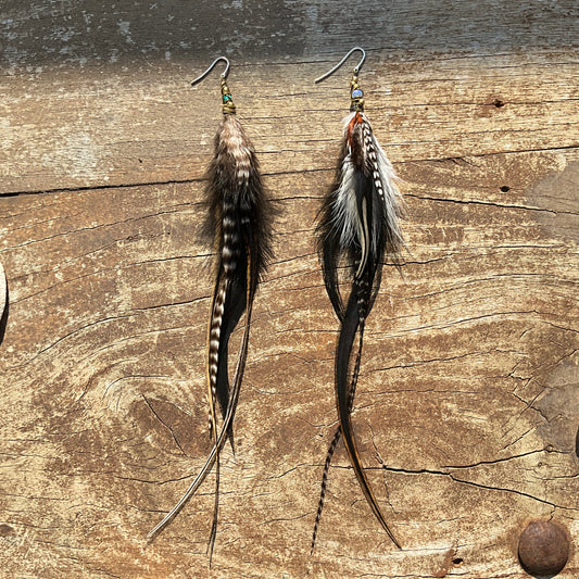 Middle Gemstones Feathers Earring