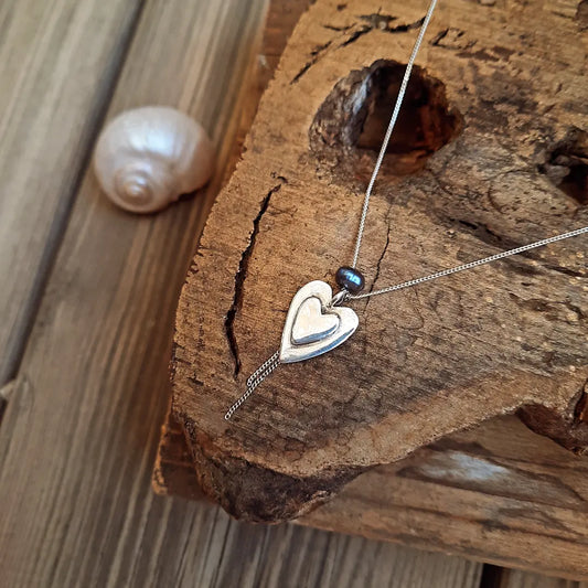 The Heart of Pearl Silver Choker - Pyāra Designs