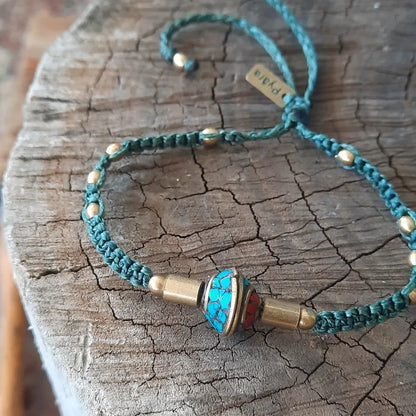 Tibetan Turquoise Macrame Bracelet - Pyāra Designs