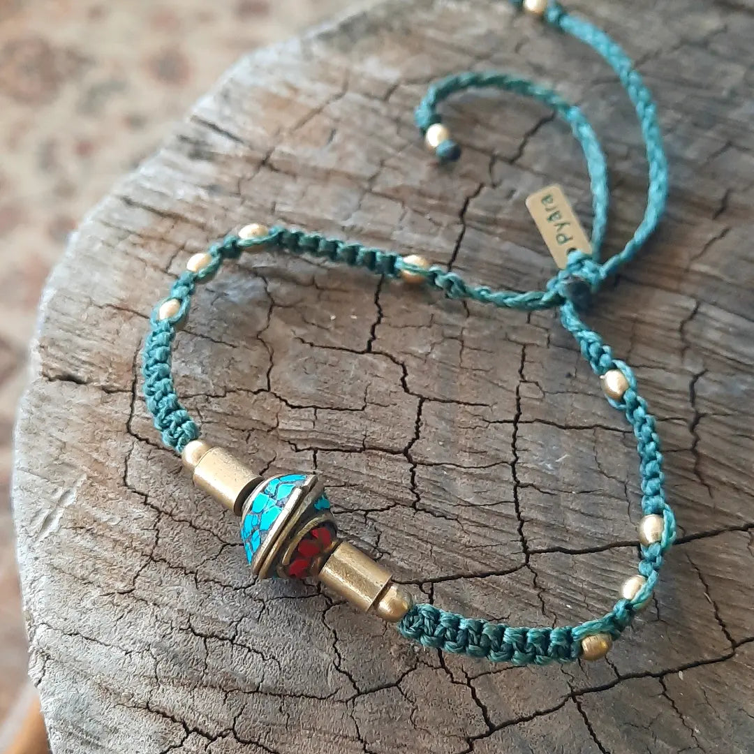 Tibetan Turquoise Macrame Bracelet - Pyāra Designs