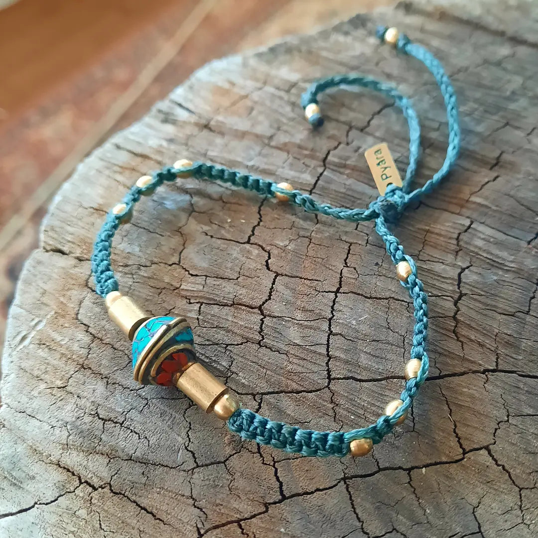 Tibetan Turquoise Macrame Bracelet - Pyāra Designs