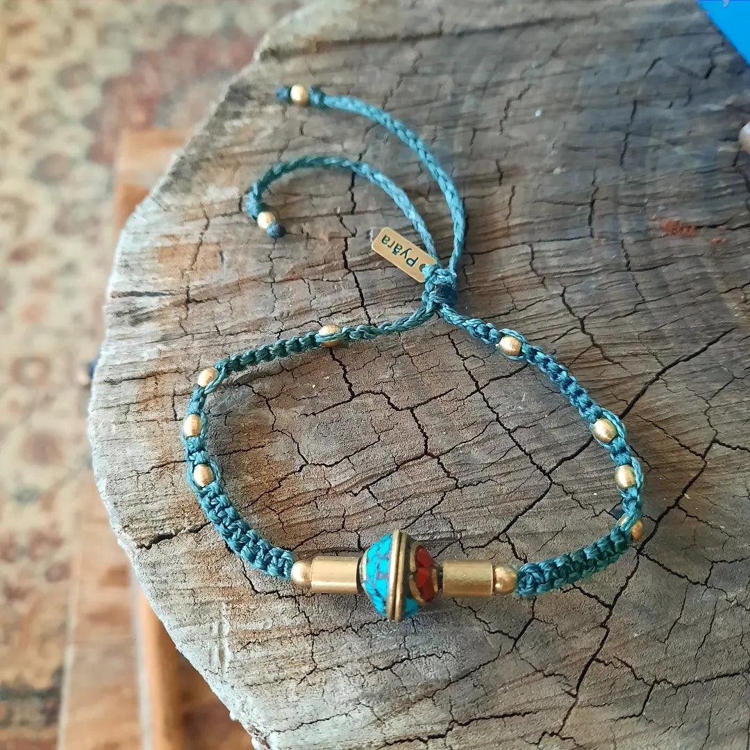 Tibetan Turquoise Macrame Bracelet - Pyāra Designs