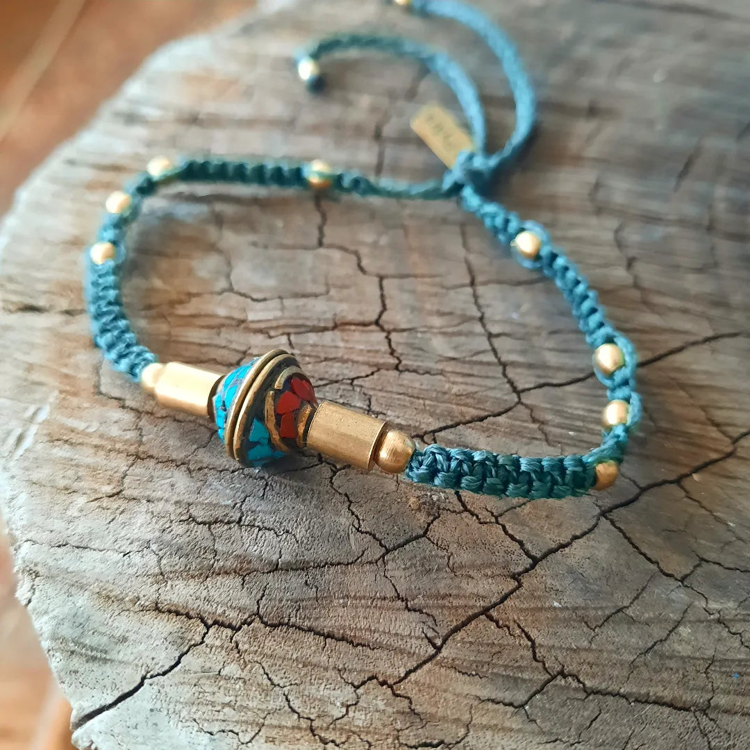 Tibetan Turquoise Macrame Bracelet - Pyāra Designs