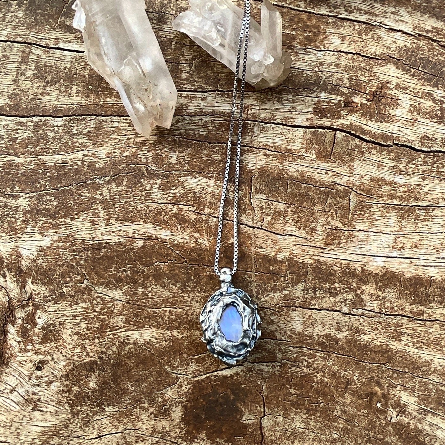 N.1 Moonstone in Dirty Spider Sterling necklace - Pyāra Designs