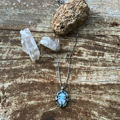 N.1 Moonstone in Dirty Spider Sterling necklace - Pyāra Designs