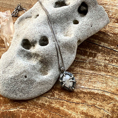 N.1 Moonstone in Dirty Spider Sterling necklace - Pyāra Designs