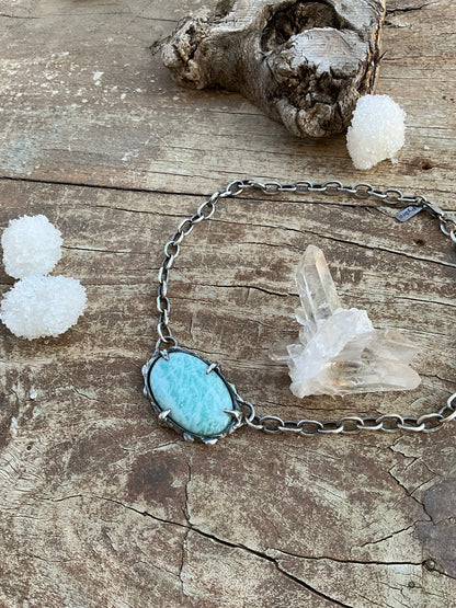 N.18 Ocean Amazonite Massive Sterling Silver Chain