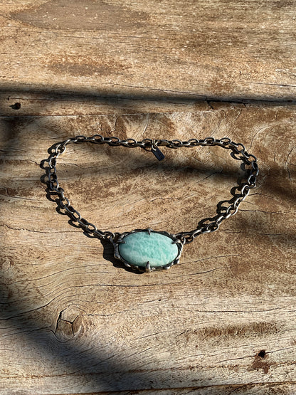 N.18 Ocean Amazonite Massive Sterling Silver Chain