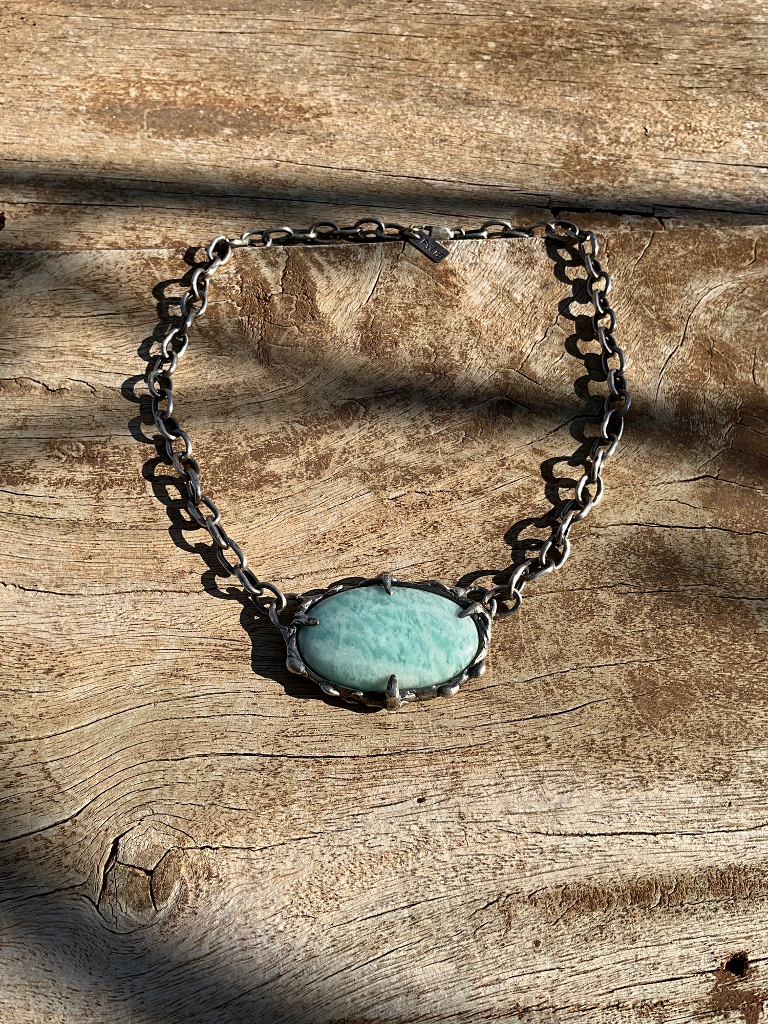 N.18 Ocean Amazonite Massive Sterling Silver Chain - Pyāra Designs