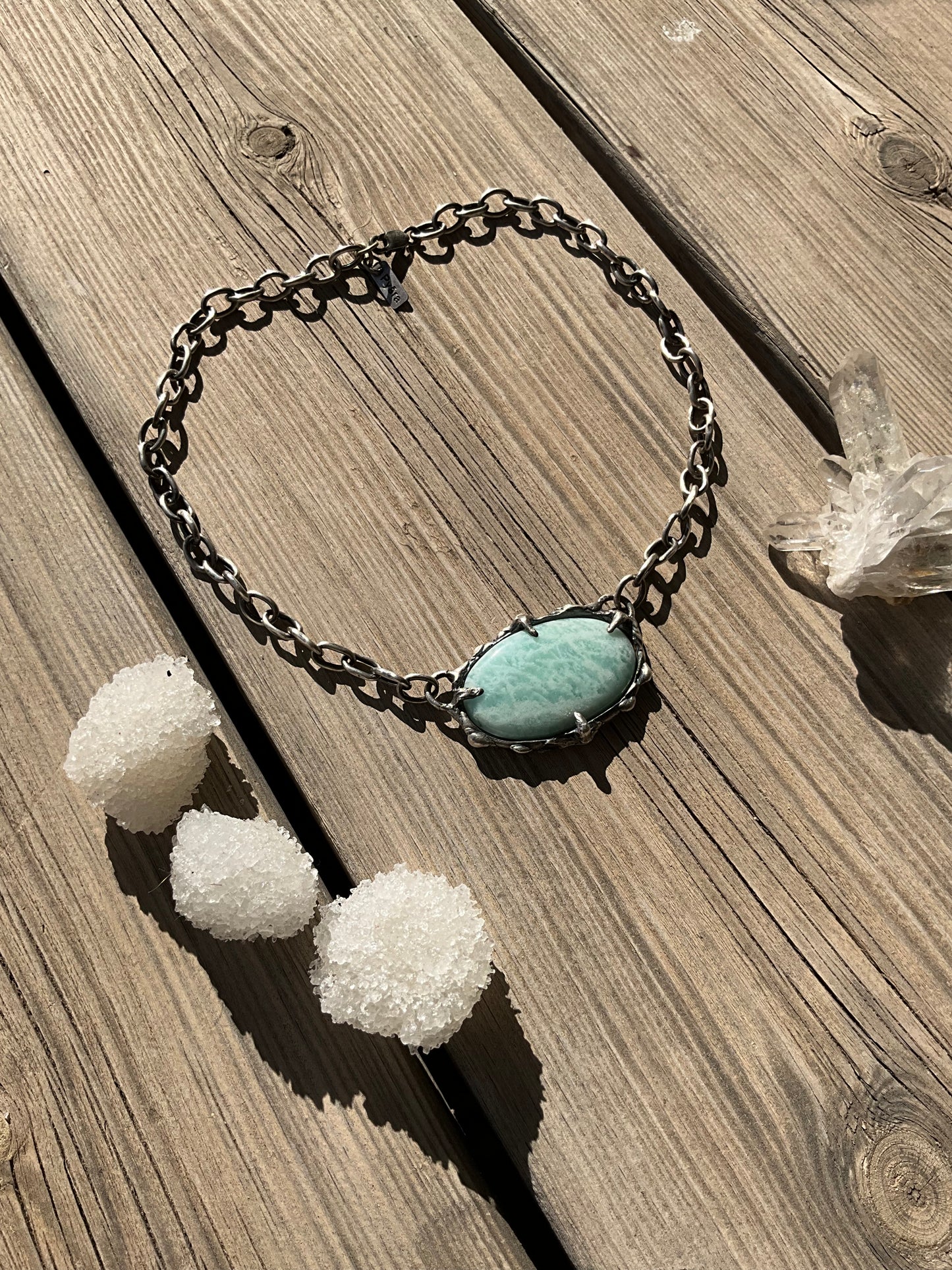 N.18 Ocean Amazonite Massive Sterling Silver Chain